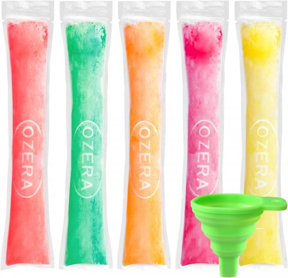 150 Pack Popsicle Bags, Ice Pop Bags for Kids Adults, Disposable Popsicle Molds Bags with Silicone Funnel for DIY Healthy Snacks, Yogurt, Juice and Fruit Smoothies - Click Image to Close